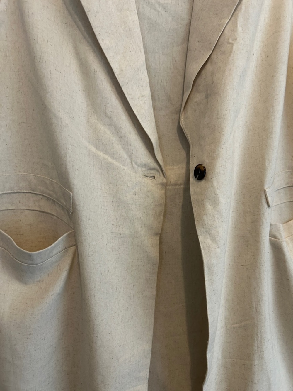 Sleeveless Cream Linen-Blend Vest Jacket size M 20 linen 80 cotton - Picture 4 of 9